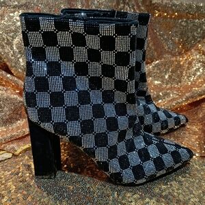 Wild Pair Black and Silver Ankle Boots